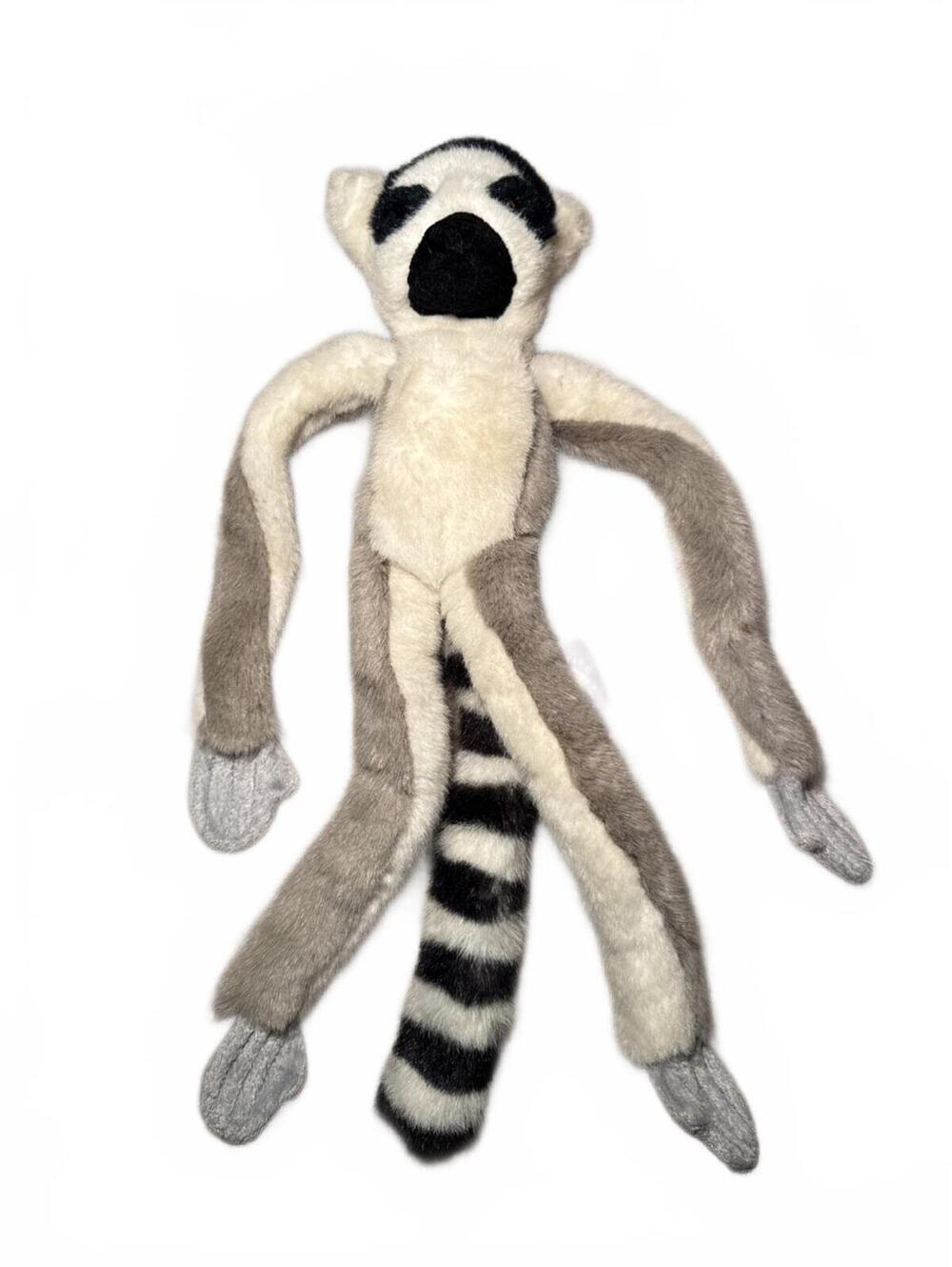 Wild Republic Ring Tailed Lemur Plush Hanging Stuffed Animal Gray Black 21"